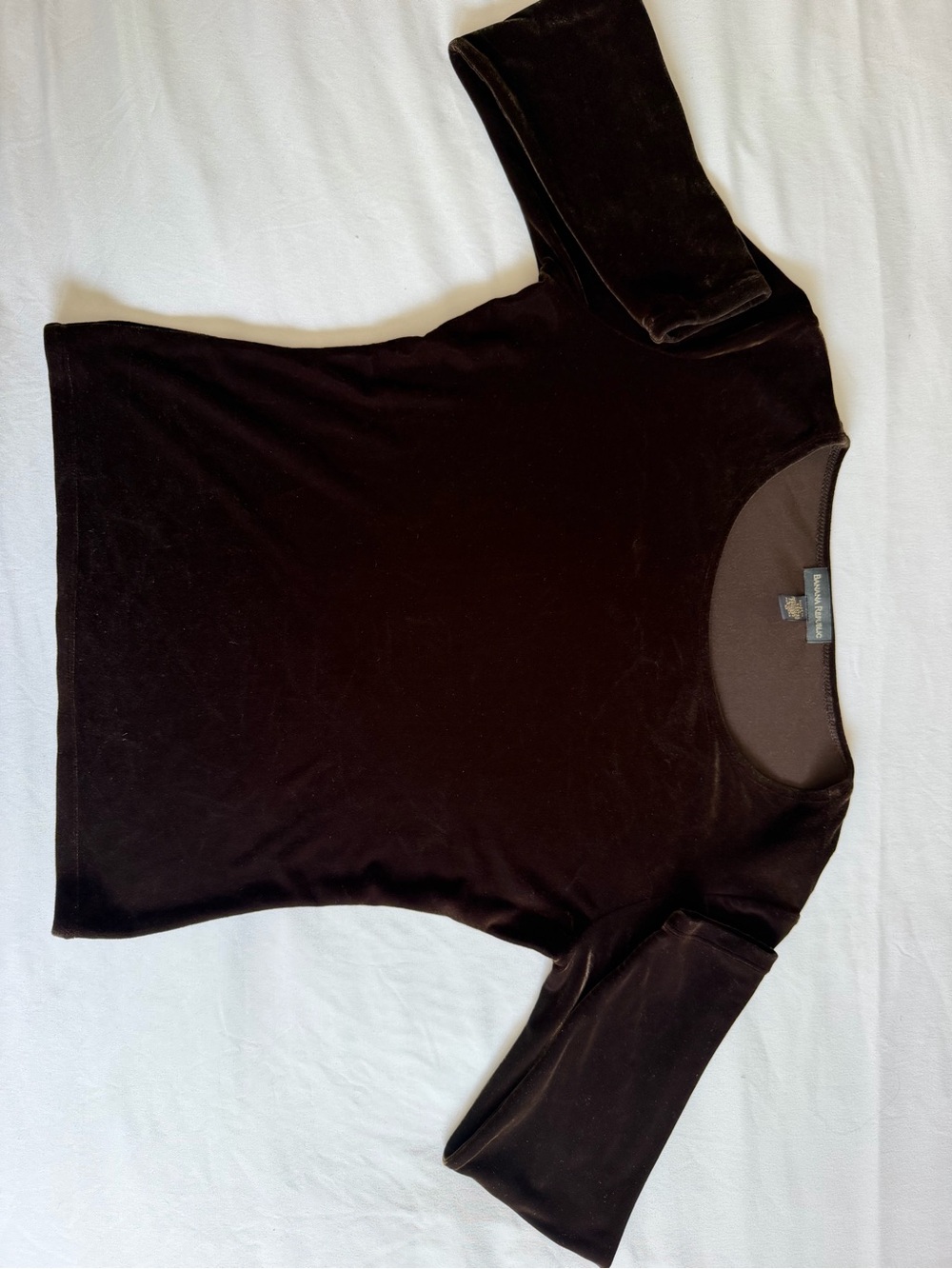 Vintage 90s Banana Republic Chocolate Brown Velvet Top Blouse USA Made Classic - Picture 13 of 13
